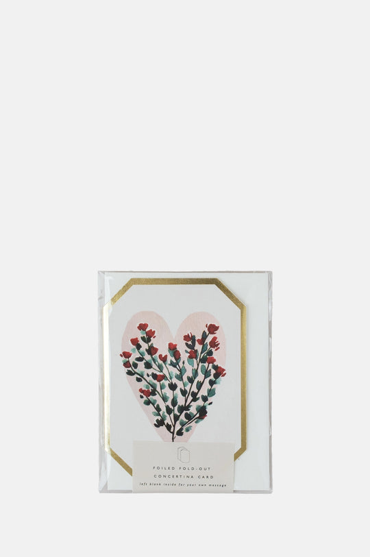 Concertina Botanical Heart Floral Die Cut Mini Card