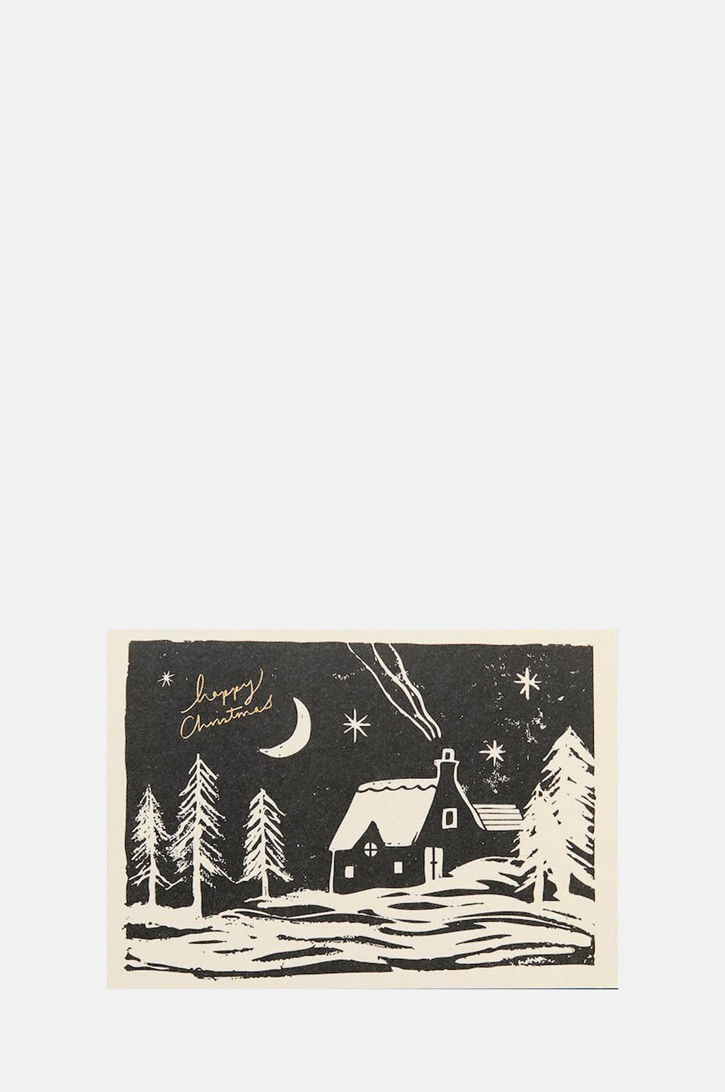 Katie Leamon Lino Cut Happy Christmas Card.