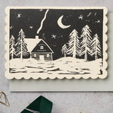 Lino Cut Santa's Workshop Card