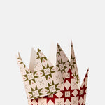 Katie Leamon Pack of 6 Green and Red Quilt Pattern Christmas Crown Cards.