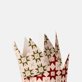 Katie Leamon Pack of 6 Green and Red Quilt Pattern Christmas Crown Cards.