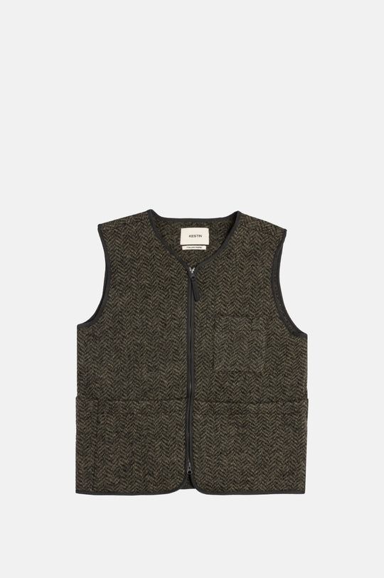 Bute Vest Herringbone Wool Moss