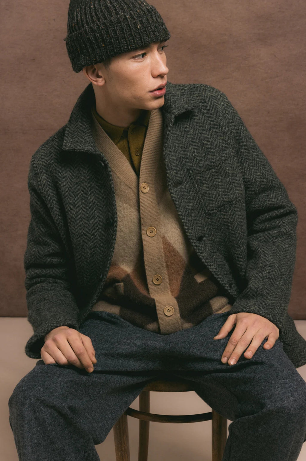 Ormiston Jacket Herringbone Wool Moss