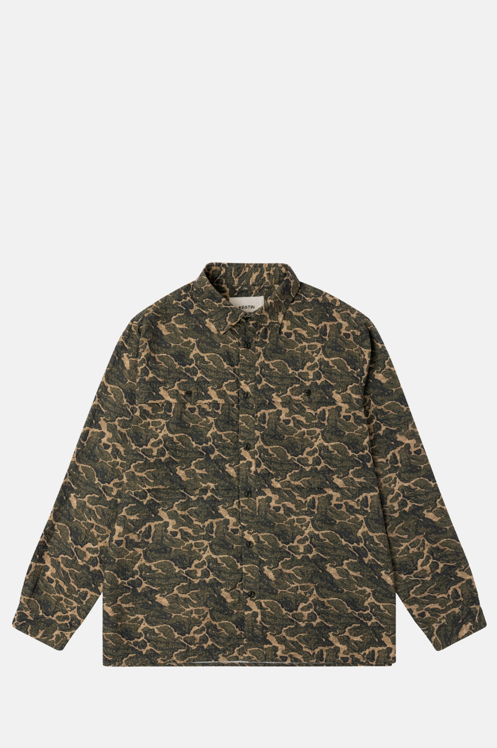 Kestin Taymount Overshirt Olive Landscape Print.