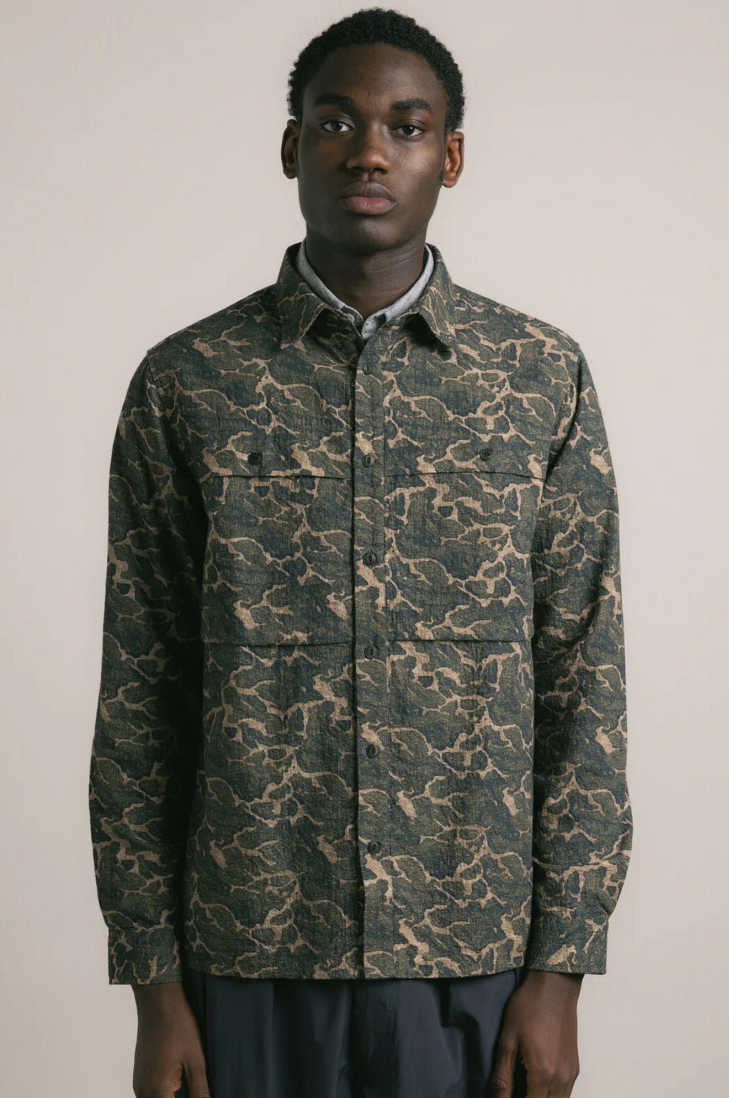 Taymount Overshirt Olive Landscape Print