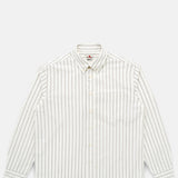 Knickerbocker Beefy Cotton Oxford Bone & Olive Stripe.