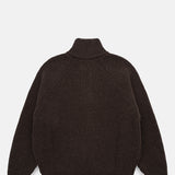 Cabin Rib Zip Lambswool Sweater Deep Brown