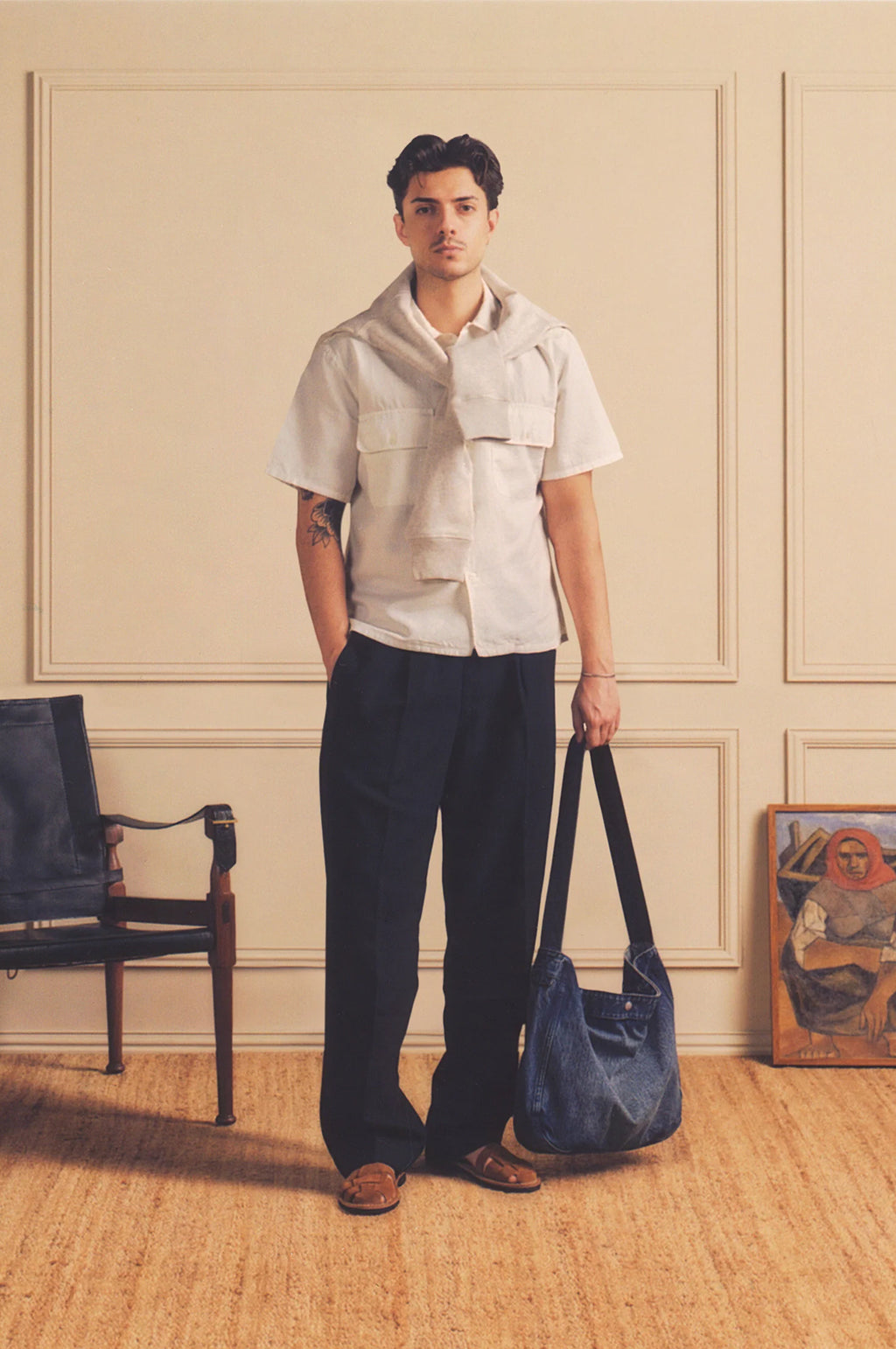 Park Twill Cotton & Linen Pant Black