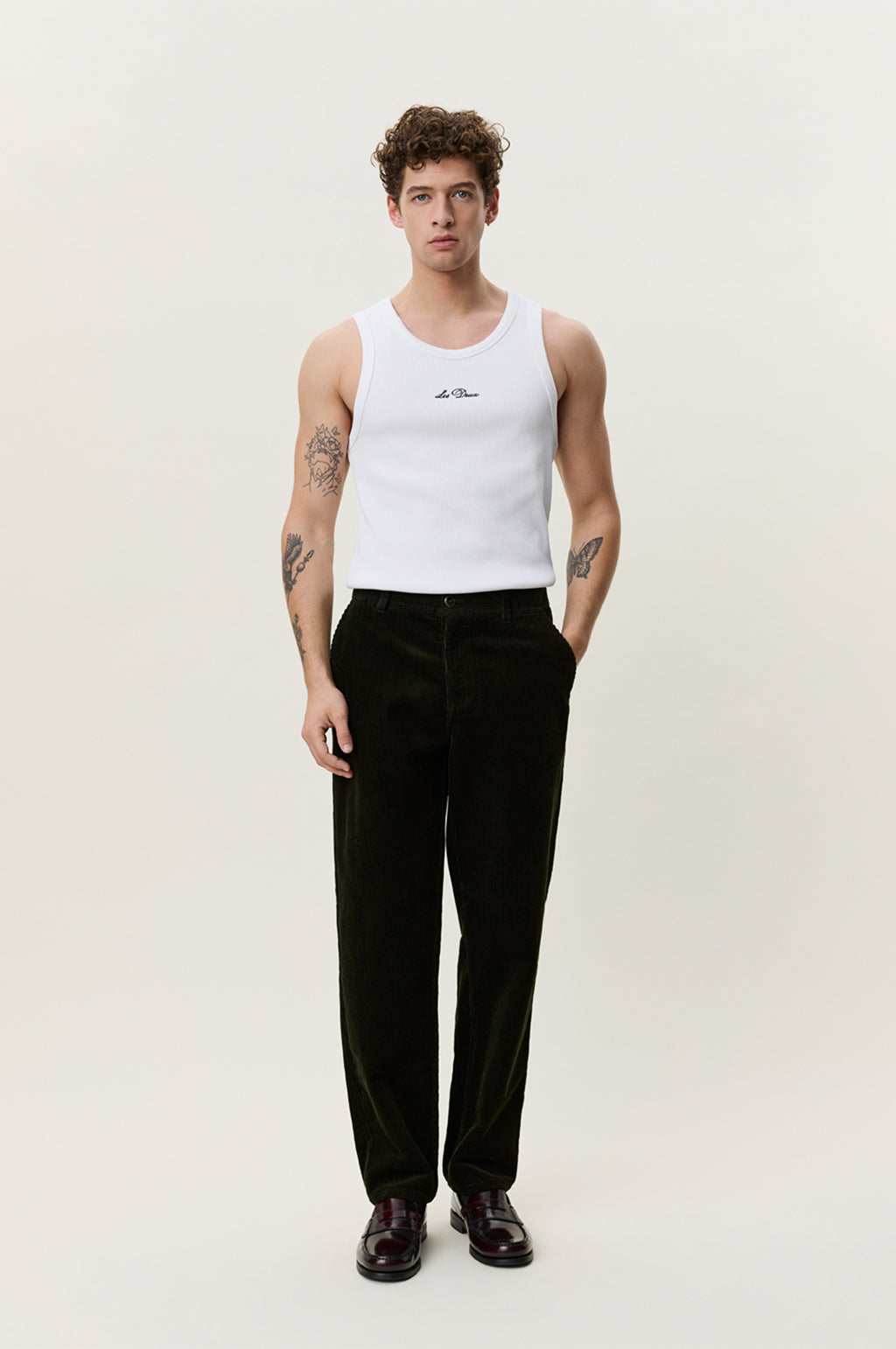 Corduroy Tapered Pants Rosin Green