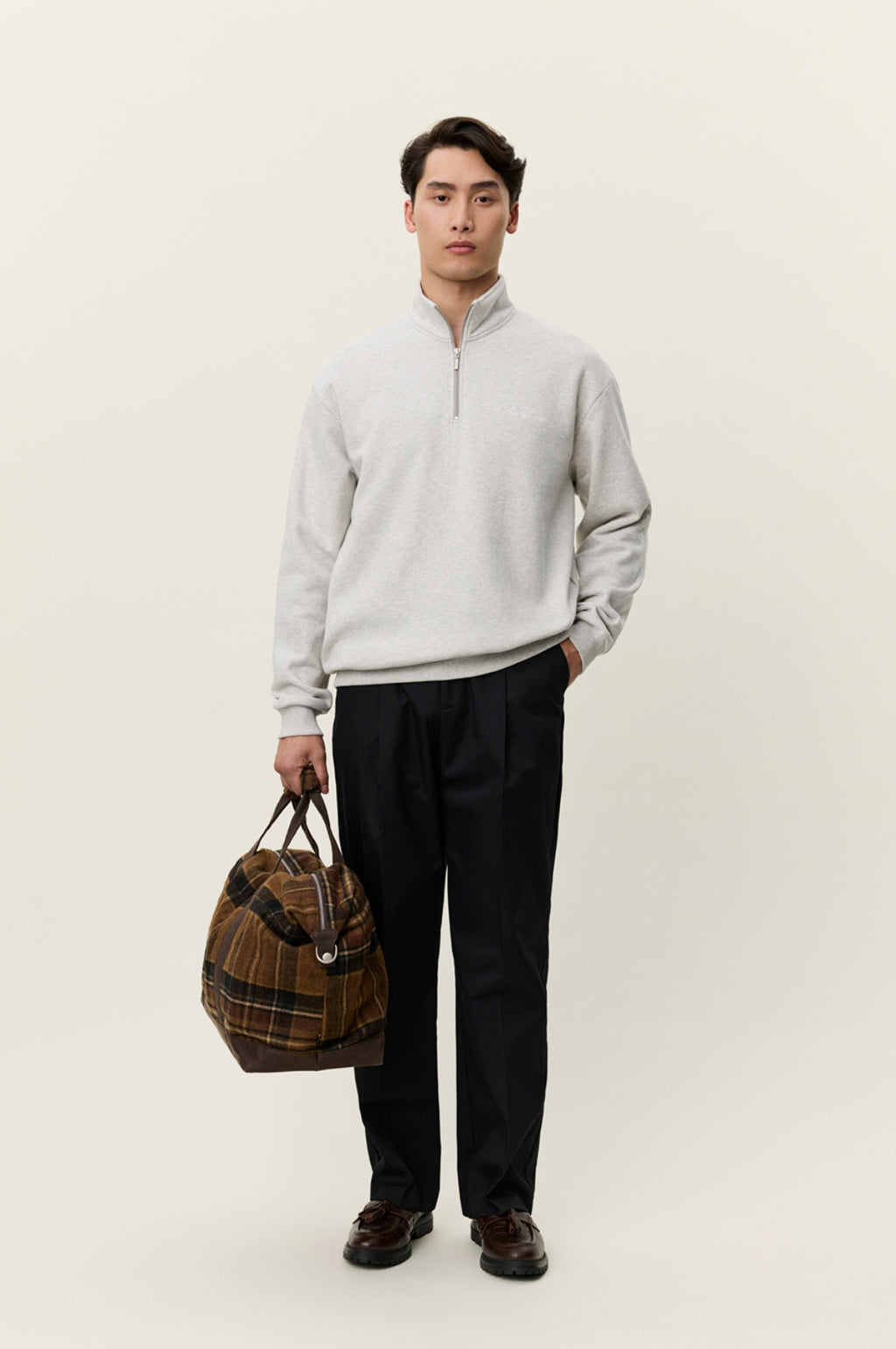 Crew Half-Zip Sweatshirt Snow Melange