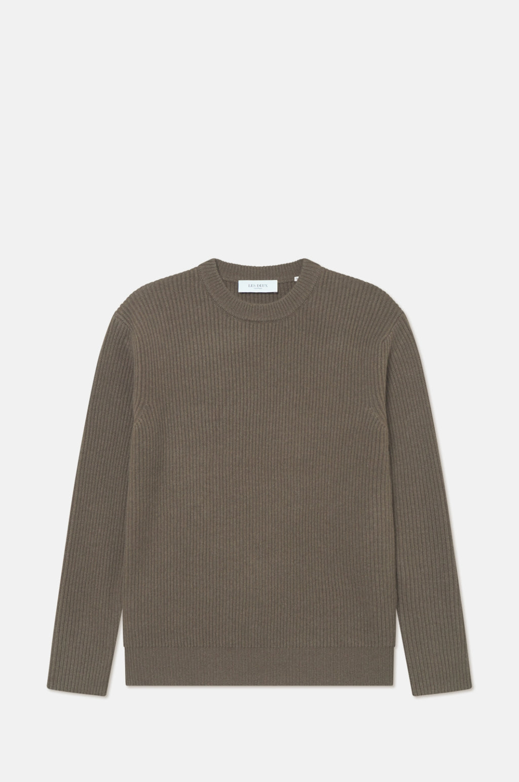 Les Deux Eddie Wool Rib Crewneck Knit Teak.