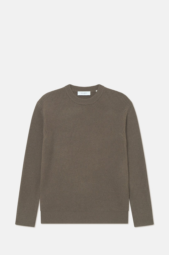 Eddie Wool Rib Crewneck Knit Teak