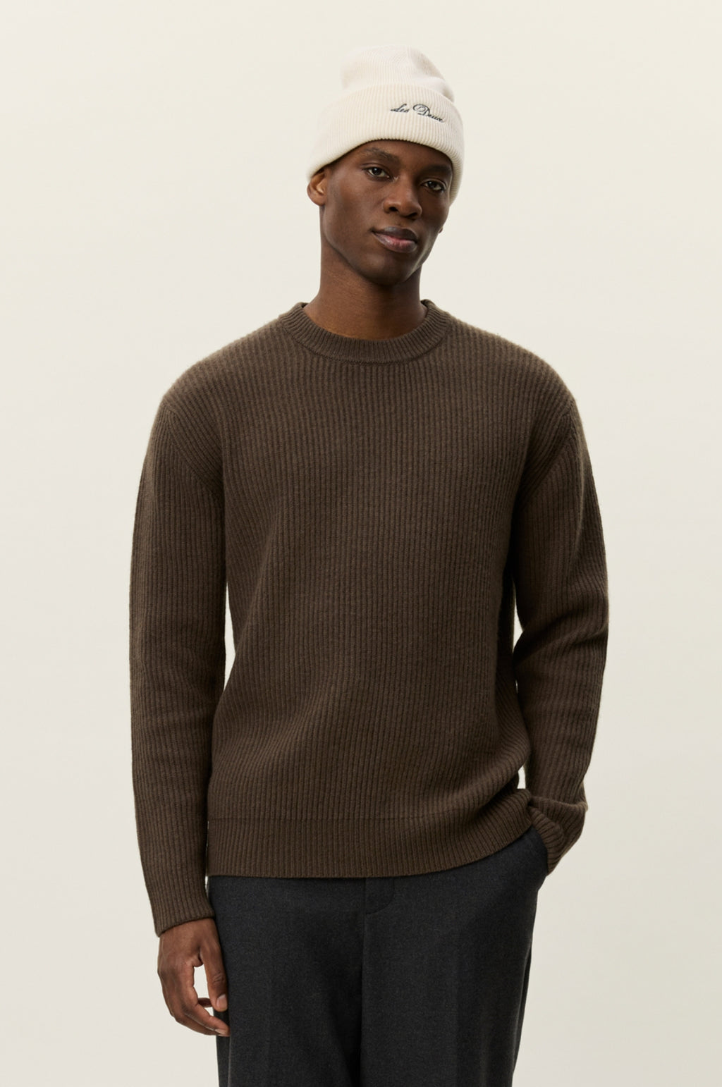 Eddie Wool Rib Crewneck Knit Teak