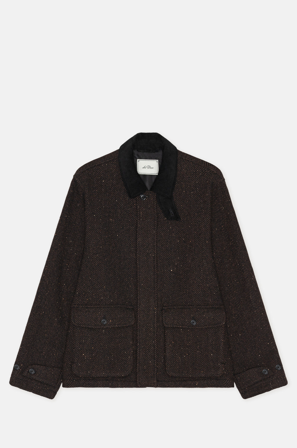 Les Deux Herringbone Jacket Mole Brown.