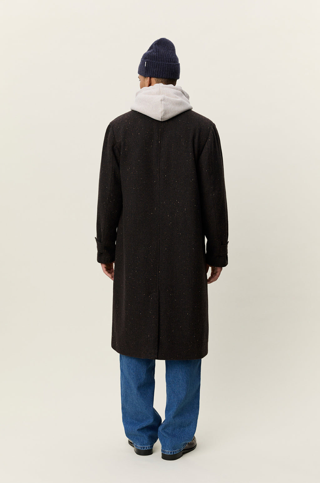 Herringbone Wool Coat Mole Brown