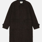 Les Deux Herringbone Wool Coat Mole Brown.