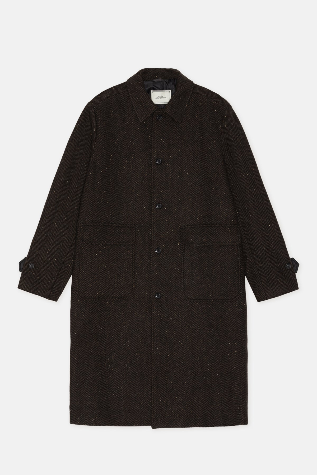 Les Deux Herringbone Wool Coat Mole Brown.