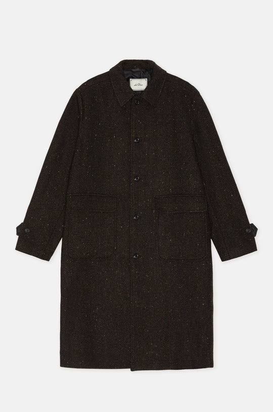 Herringbone Wool Coat Mole Brown