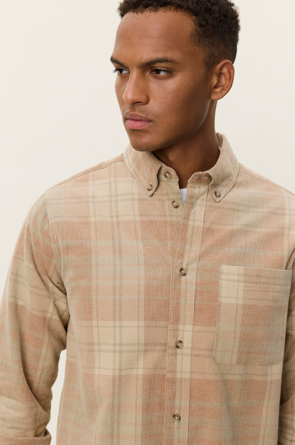 Kash Check Corduroy Shirt Dark Sand