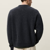 Knitted Roundneck Cardigan Charcoal Melange