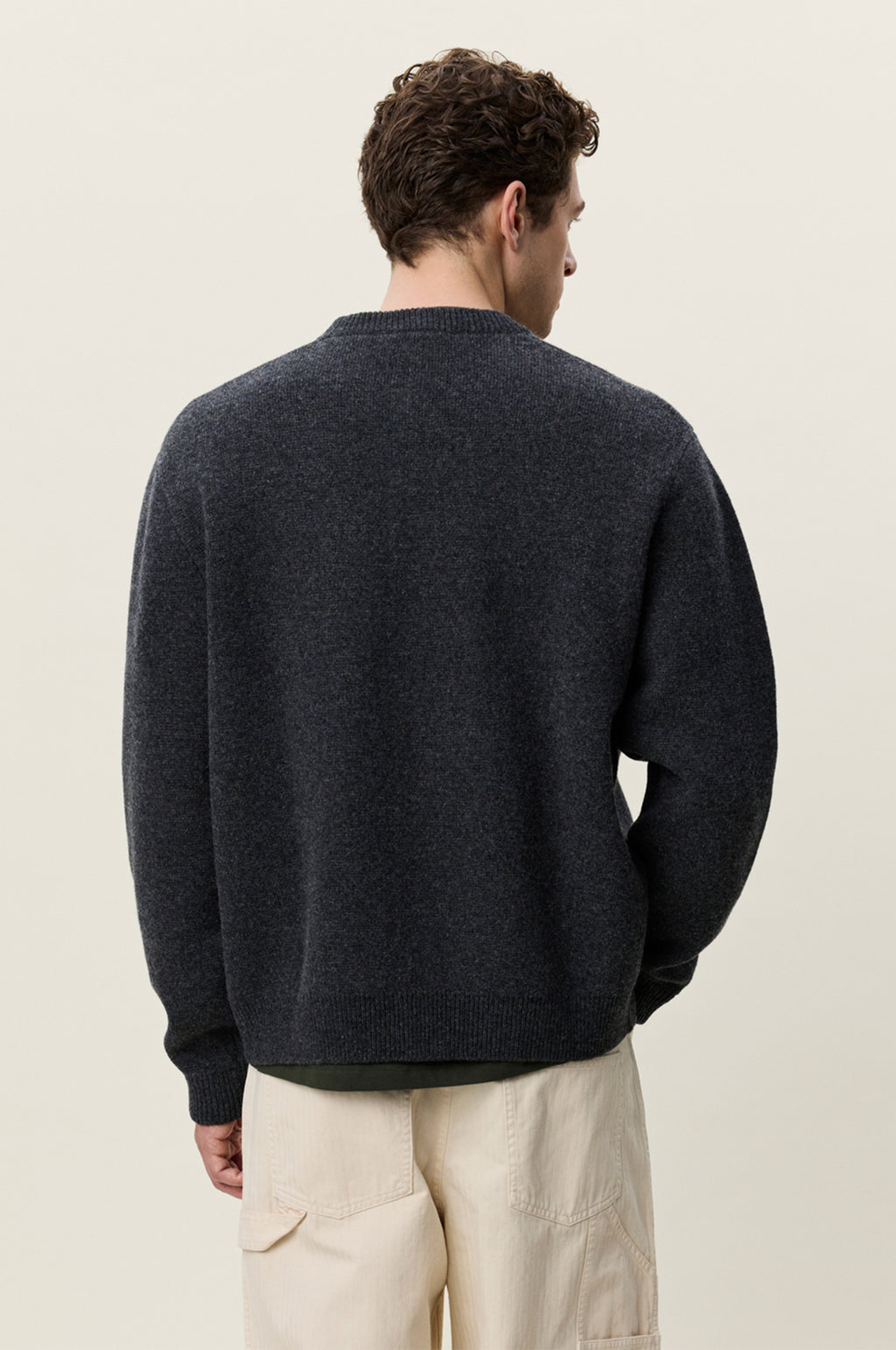 Knitted Roundneck Cardigan Charcoal Melange