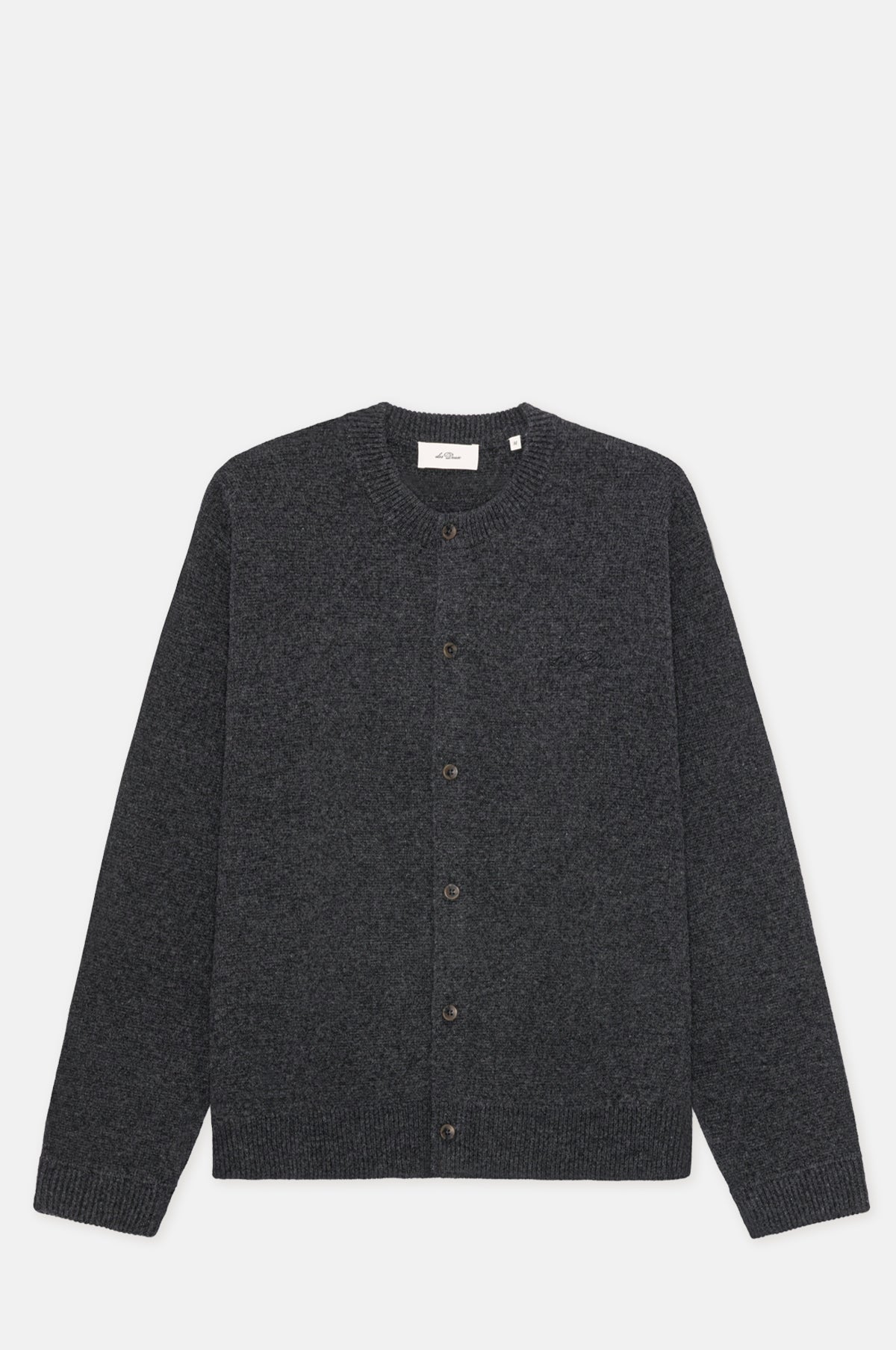 Les Deux Knitted Roundneck Cardigan Charcoal Melange.