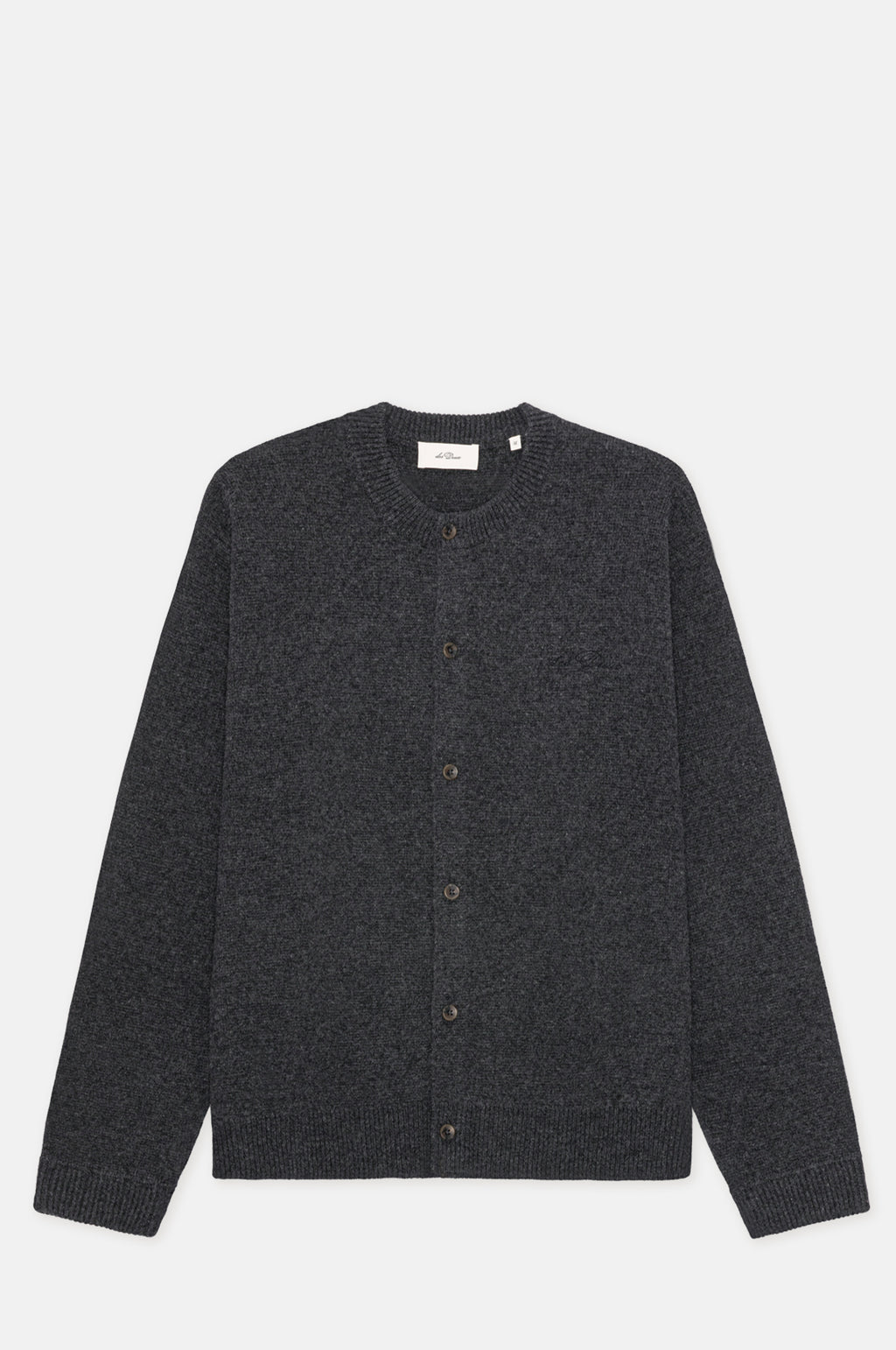 Les Deux Knitted Roundneck Cardigan Charcoal Melange.
