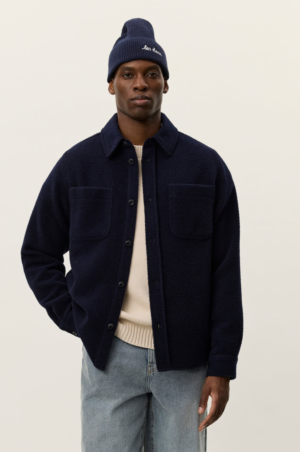 Lennon Boucle Overshirt Dark Navy
