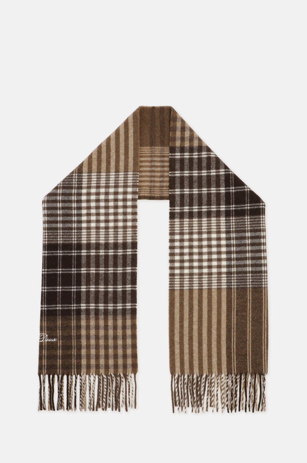 Signature Patchwork Check Scarf Mole Brown