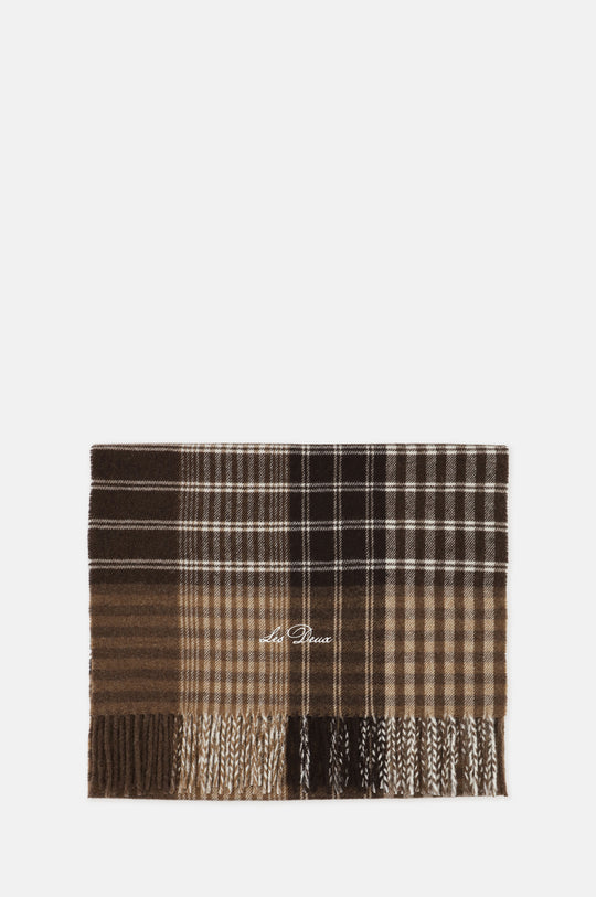 Signature Patchwork Check Scarf Mole Brown