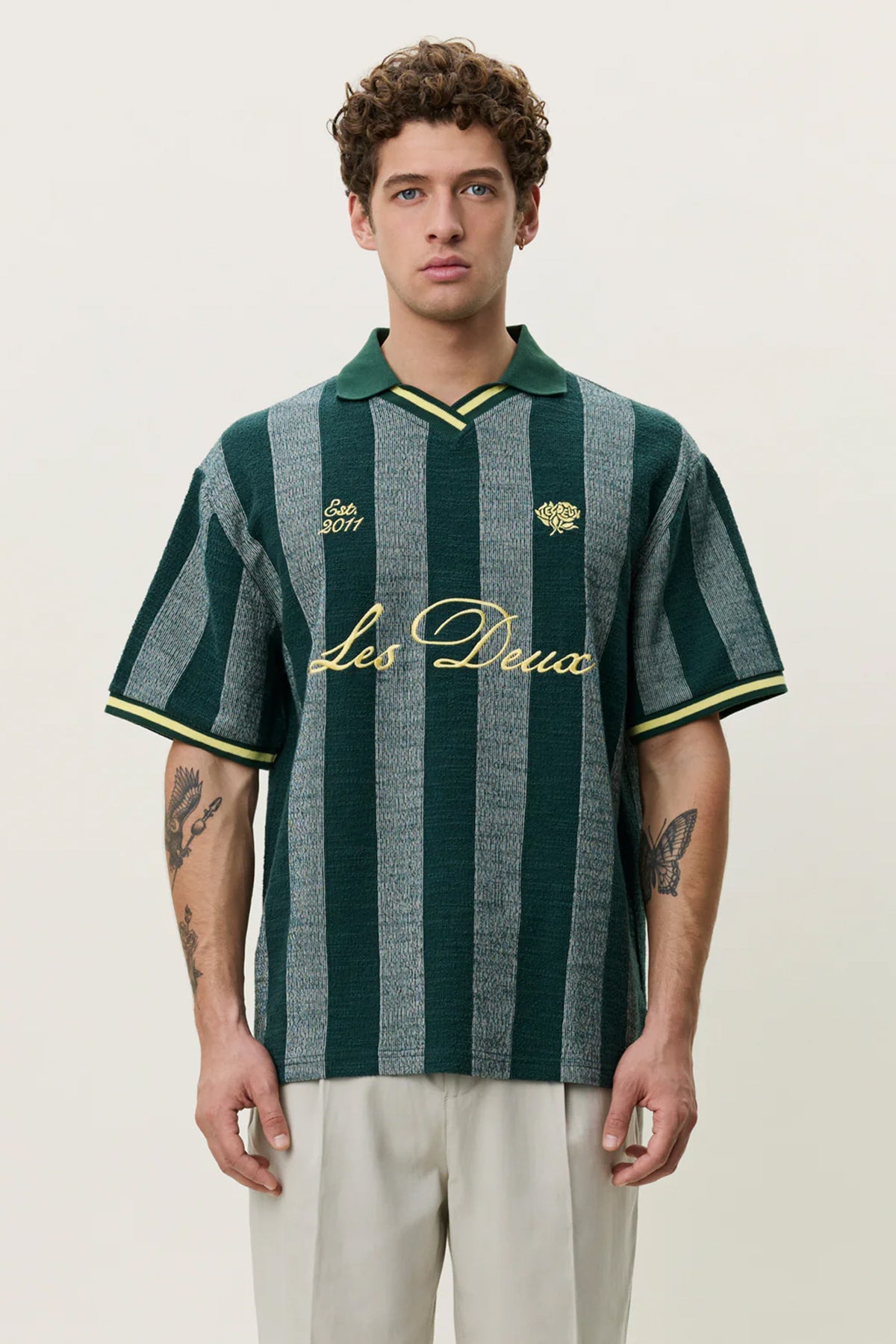 Stripe Jacquard Football Jersey Pine Green