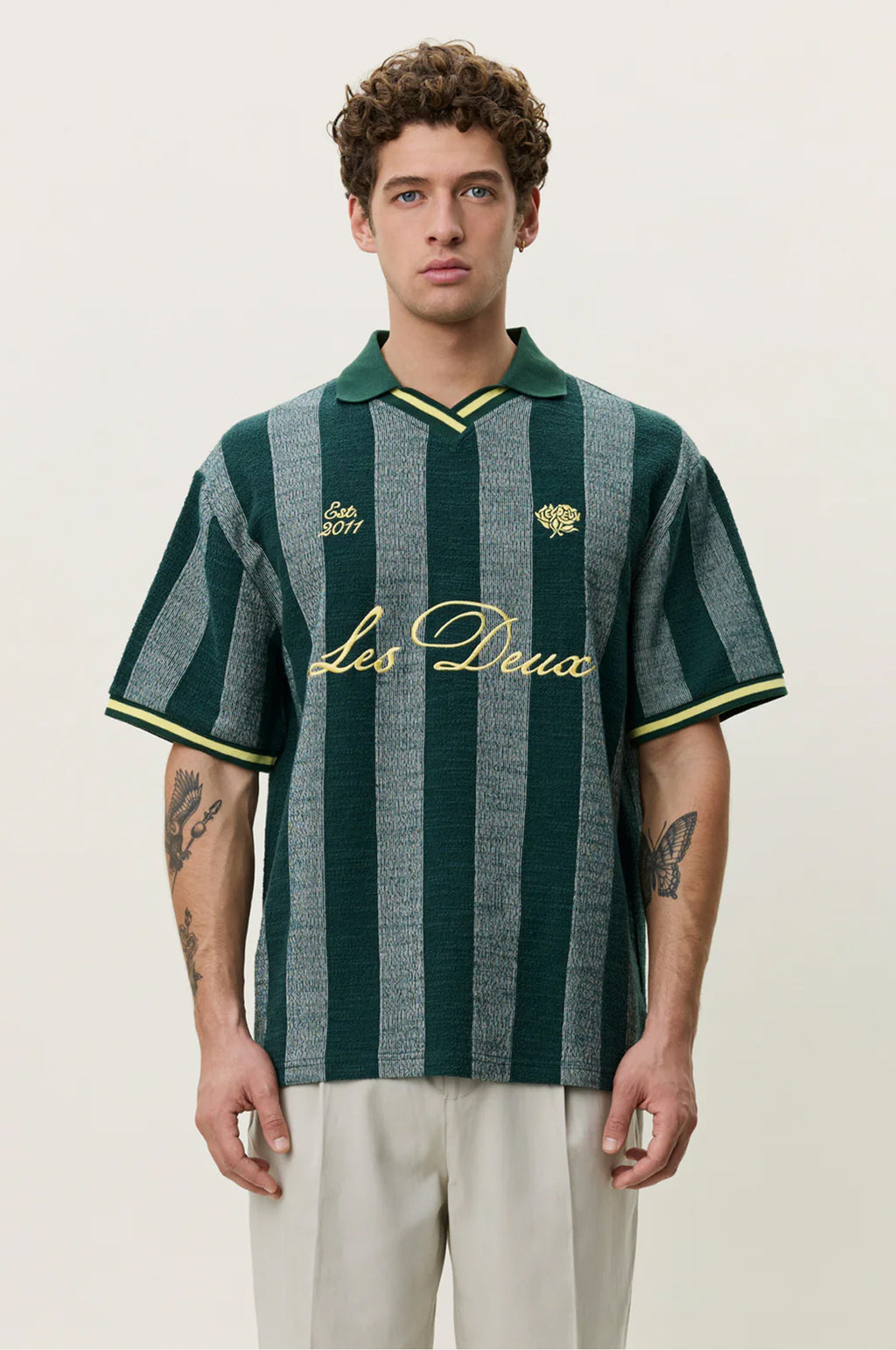 Stripe Jacquard Football Jersey Pine Green