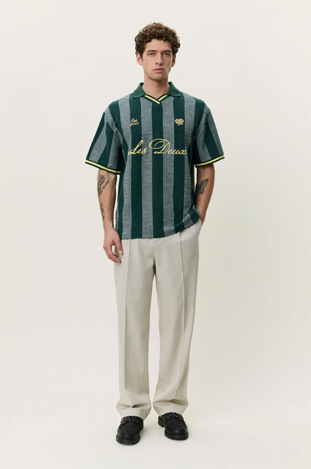 Stripe Jacquard Football Jersey Pine Green