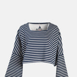 Les Vacances D'Irina Crop Top Mariniere Navy Ecru.