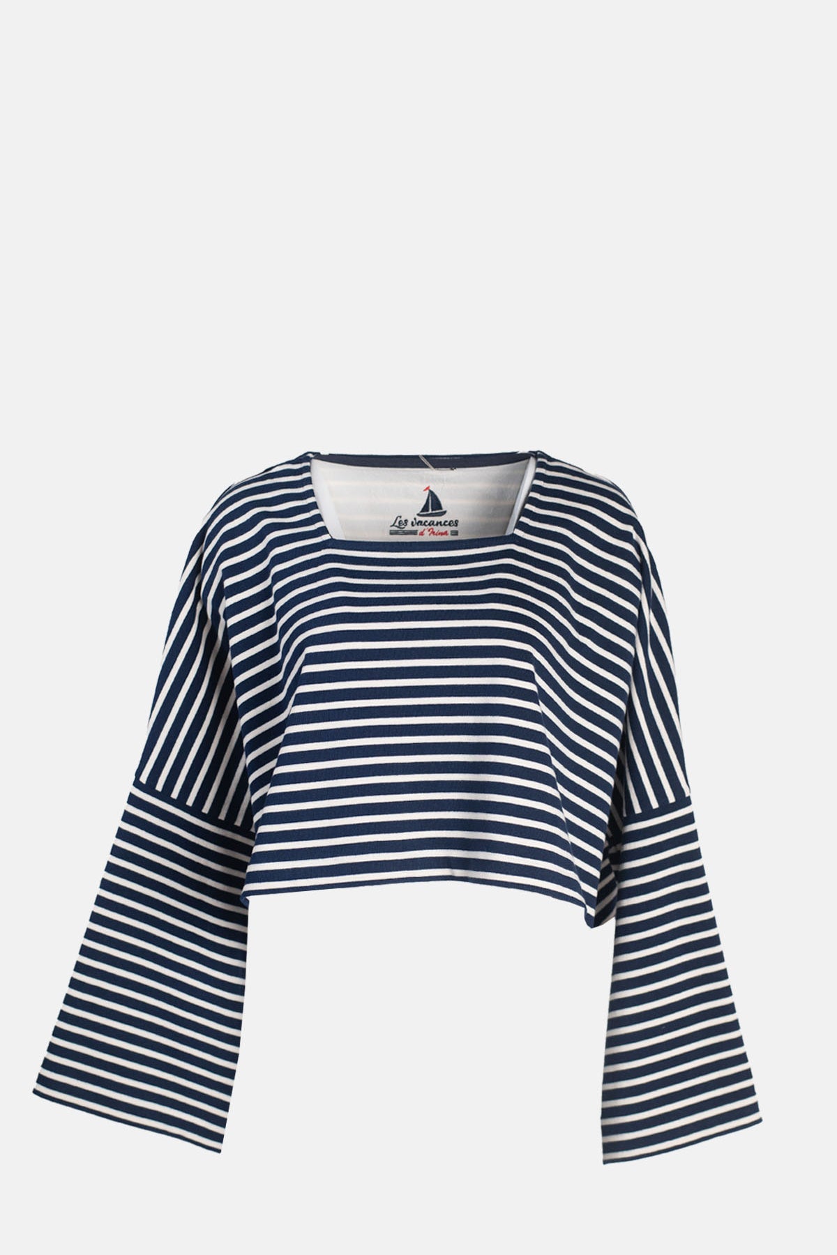 Les Vacances D'Irina Crop Top Mariniere Navy Ecru.