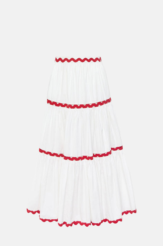 Aimee Tiered Skirt Cream/Red