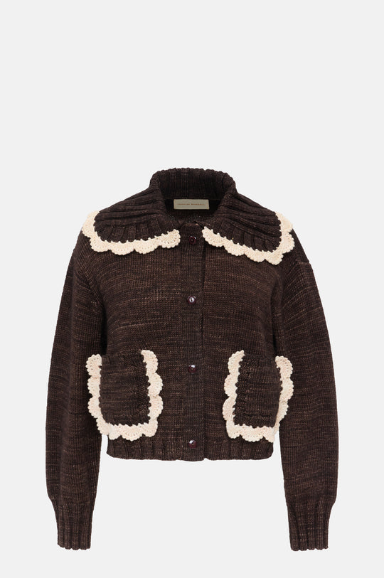 Lo Collar Cardigan Brown/Cream