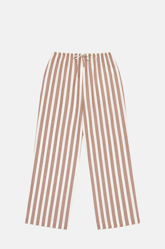 Pella Drawstring Pant Brown/Cream Stripe