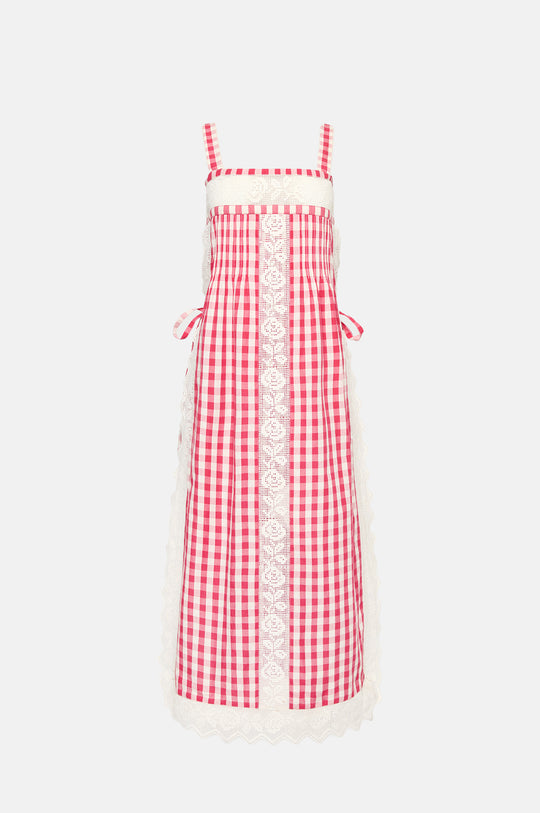 Poppy Lace Dress Red/Cream Gingham