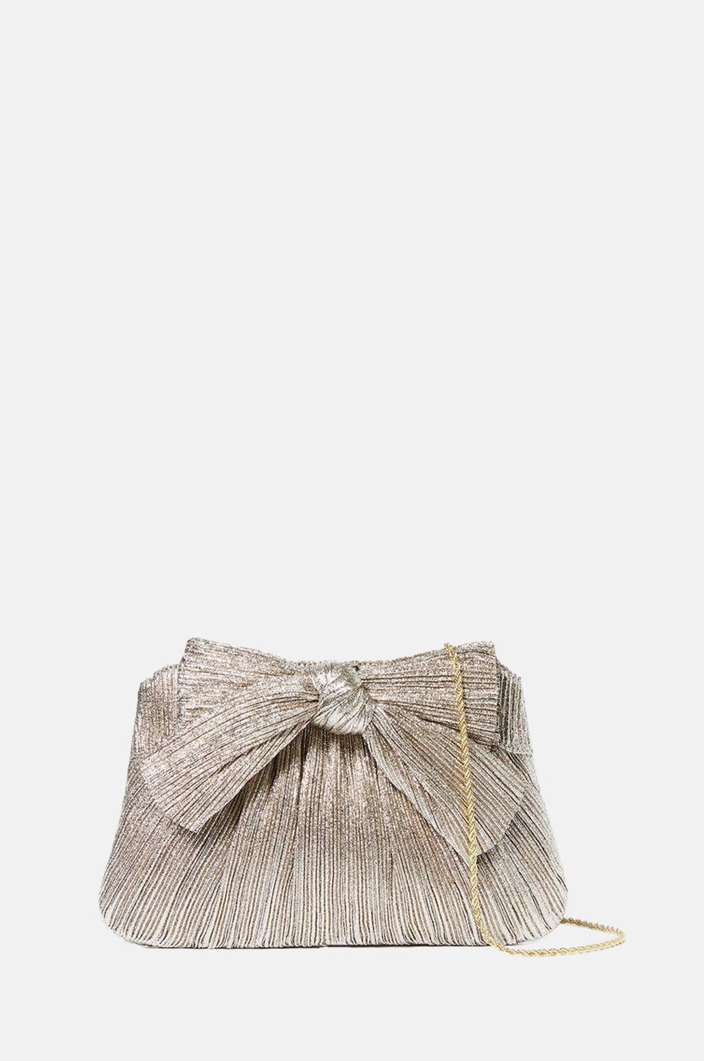 Loeffler Randall Rayne Pleated Bow Clutch Champgane.