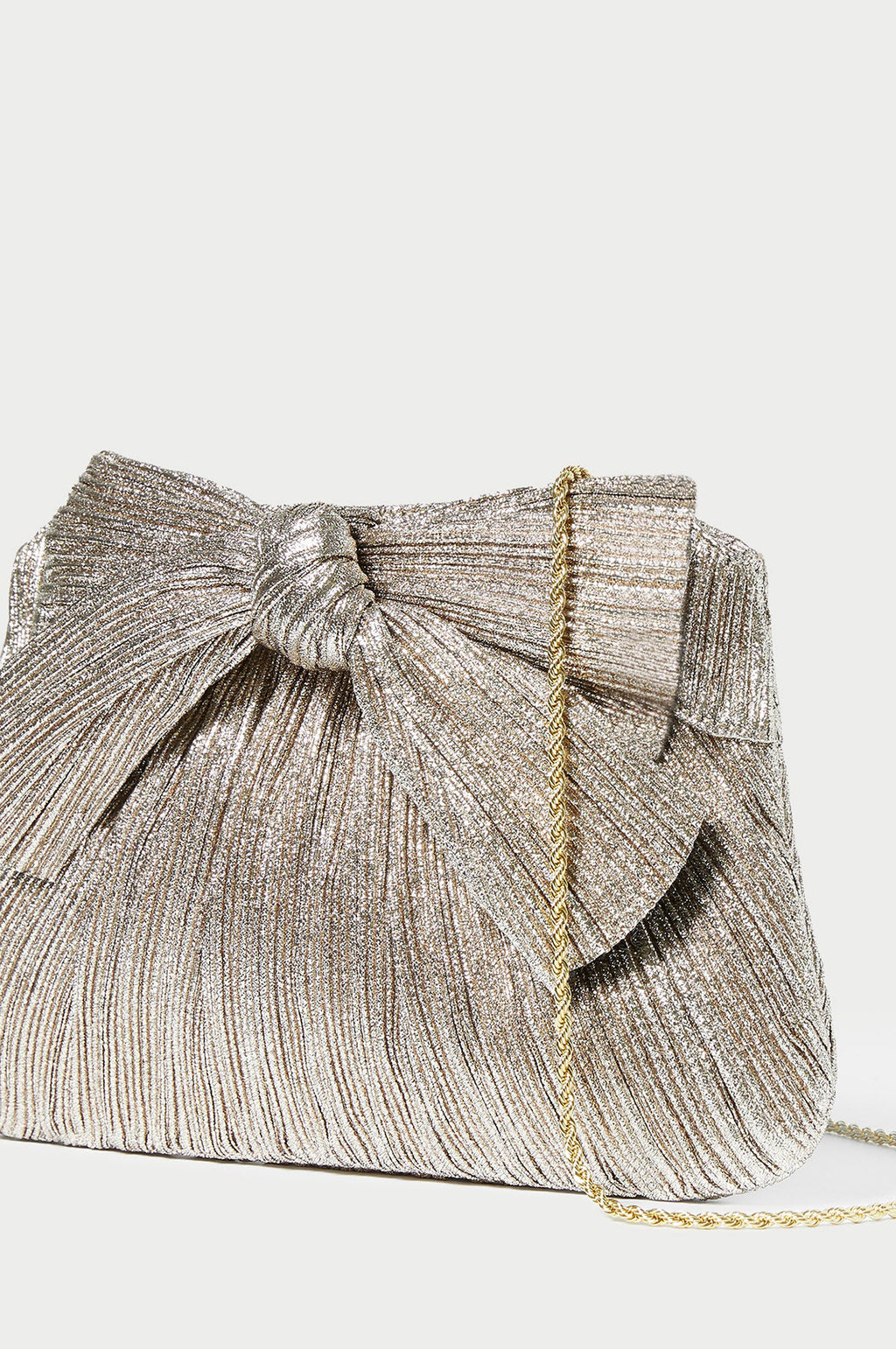 Rayne Pleated Bow Clutch Champagne