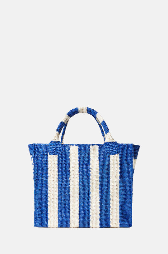 Sol Crochet Beach Tote Blue/Cream Stripe