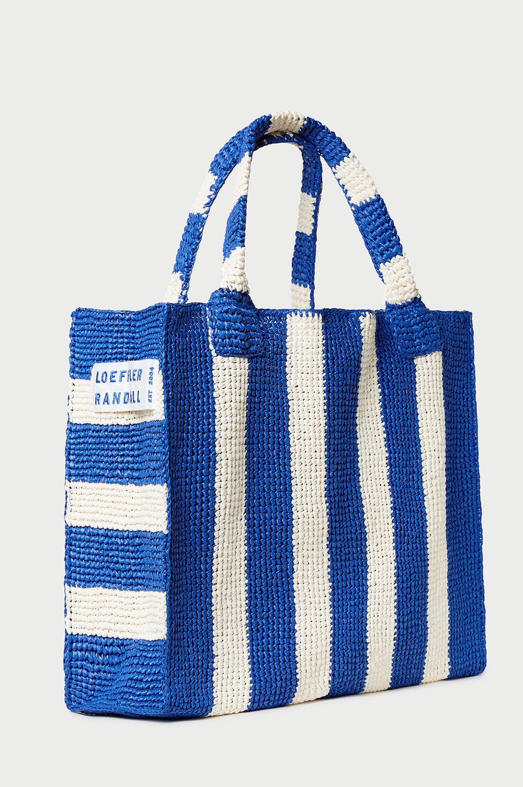 Sol Crochet Beach Tote Blue/Cream Stripe