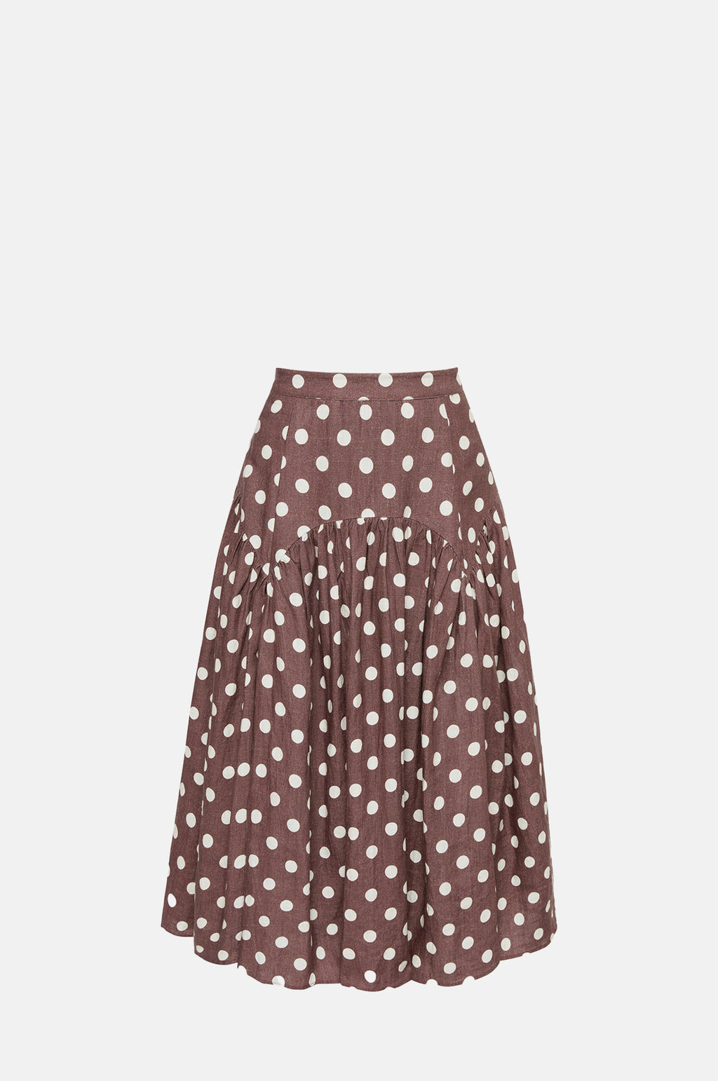 Loeffler Randall Valeria Drop Waist Skirt Brown Cream Polka Dot.