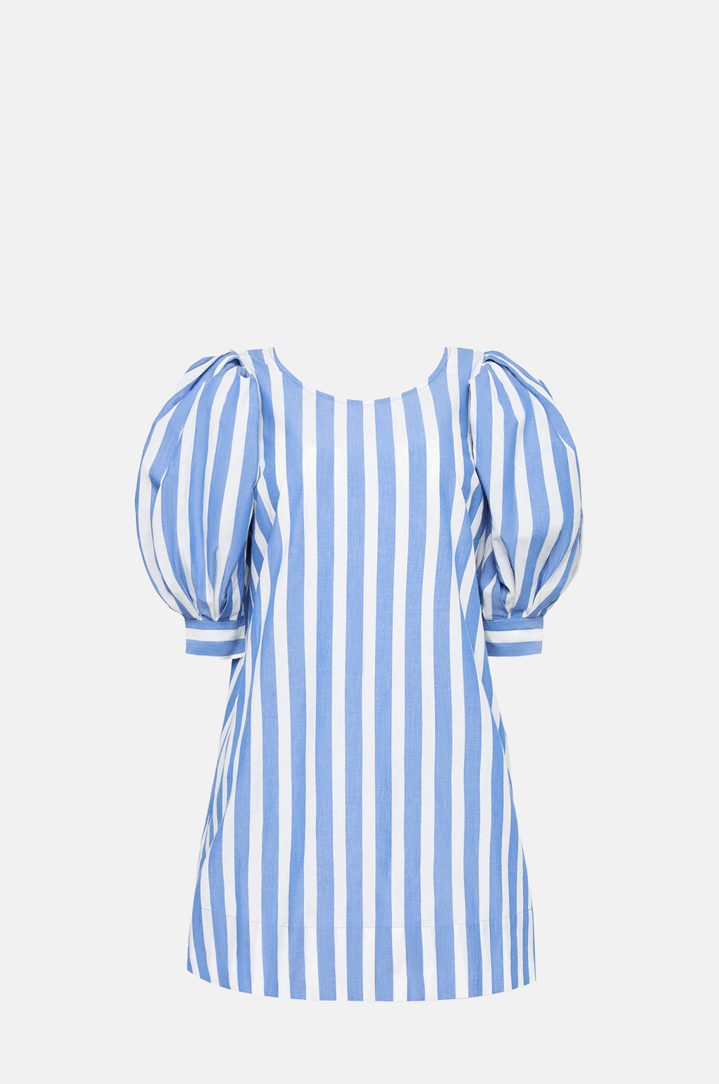 Loeffler Randall Willy Puff Sleeve Mini Dress Blue White Stripe.