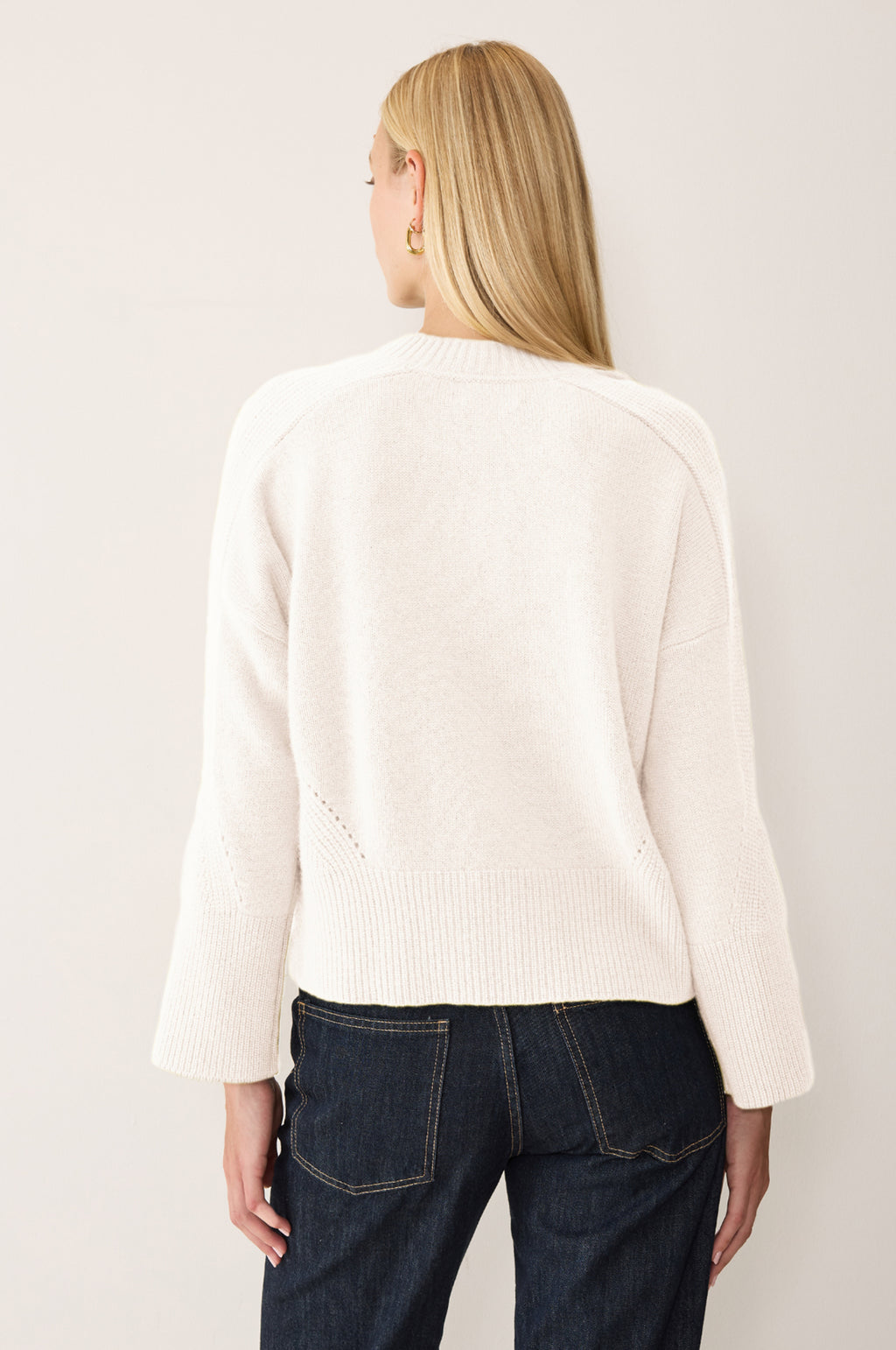 Georgia Ribbed Detail Lofty Crew Sweatshirt Chalk