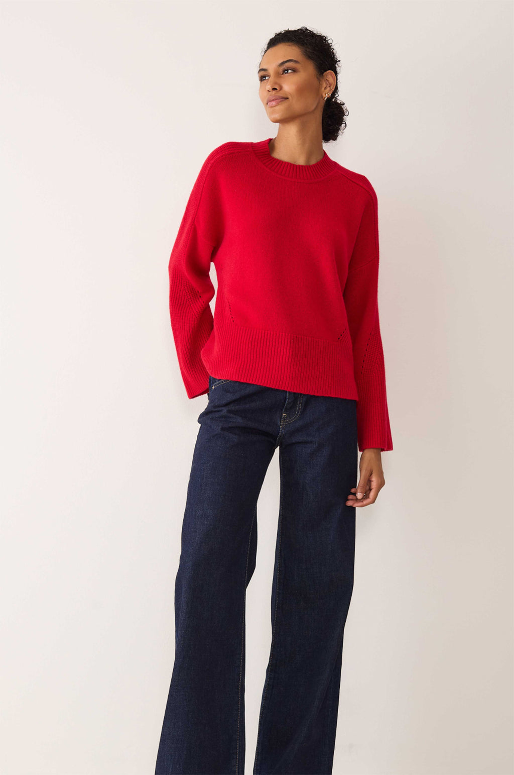 Georgia Ribbed Detail Lofty Crew Sweatshirt Postbox