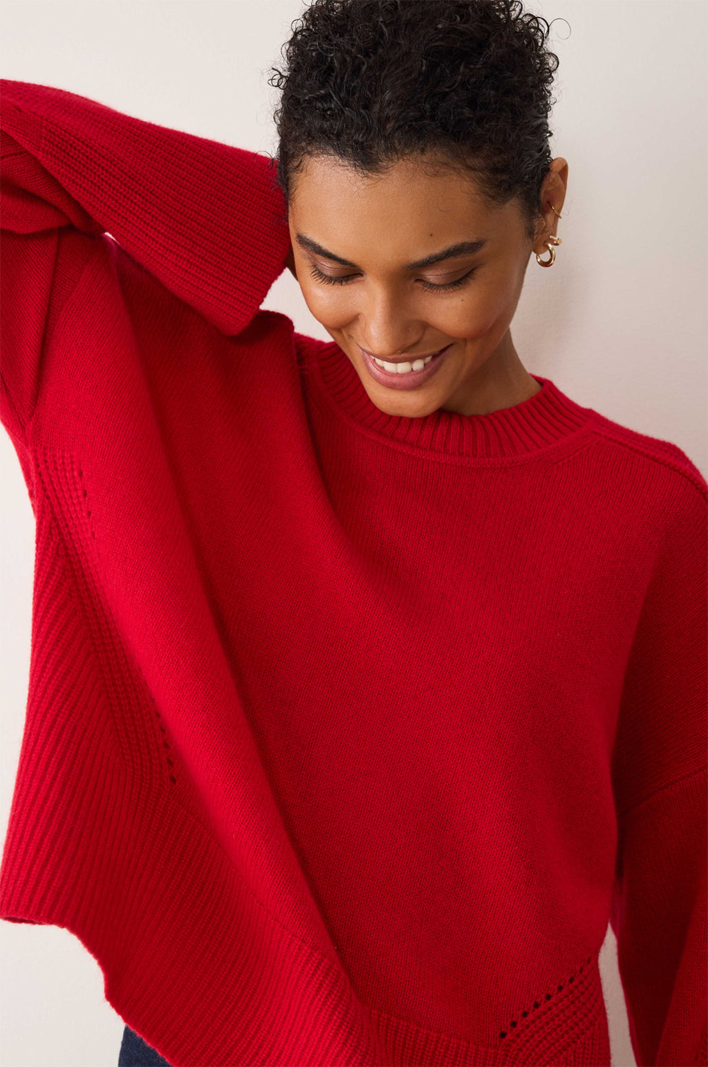 Georgia Ribbed Detail Lofty Crew Sweatshirt Postbox