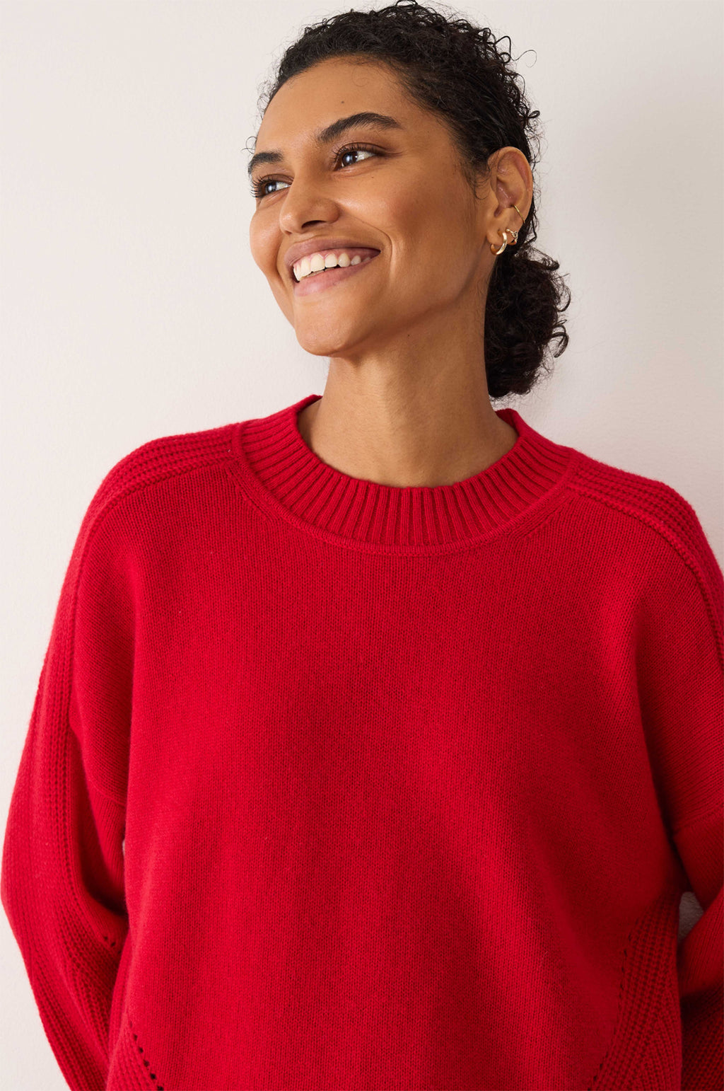 Georgia Ribbed Detail Lofty Crew Sweatshirt Postbox