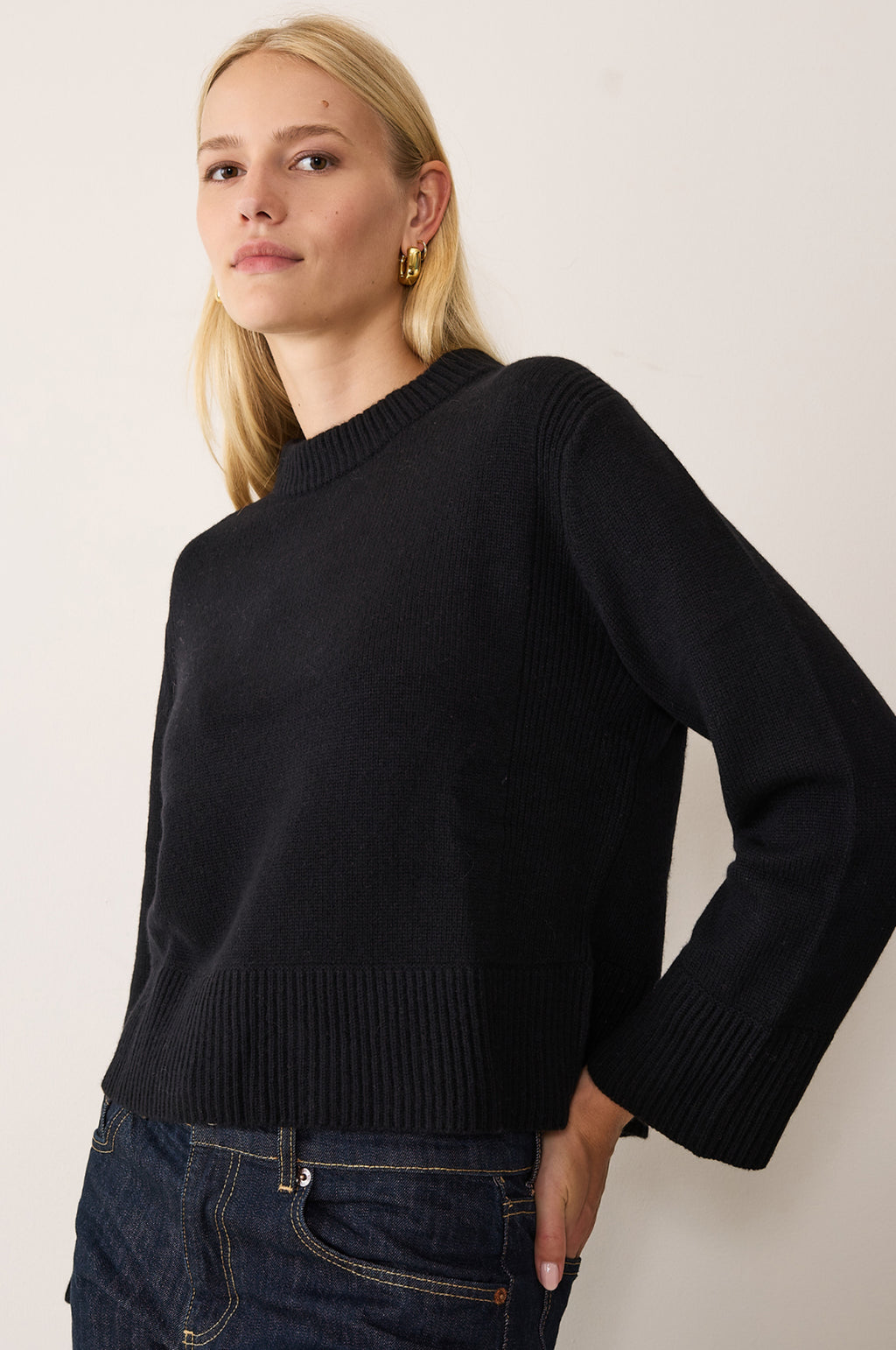 Geraldine Split Back Sweatshirt Black